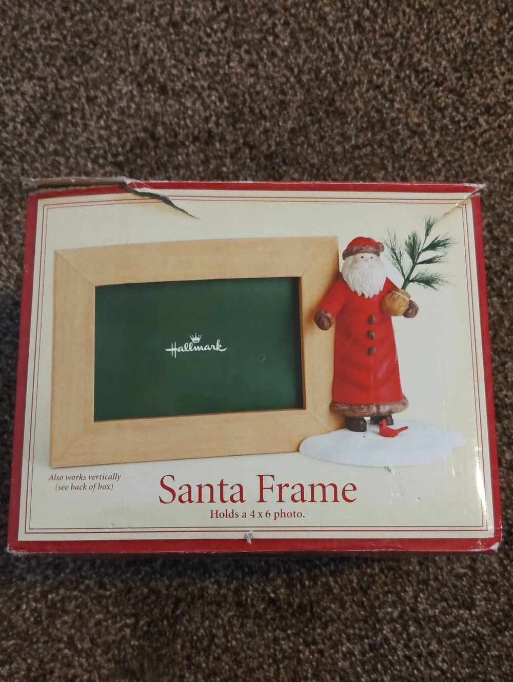 Hallmark Red Santa Picture Frame with Natural Wood Tone